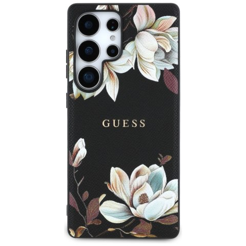 Etui Guess Grained Printed Flower Pattern MagSafe do Samsung Galaxy S25 Ultra czarny