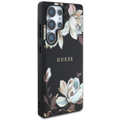 Etui Guess Grained Printed Flower Pattern MagSafe do Samsung Galaxy S25 Ultra czarny