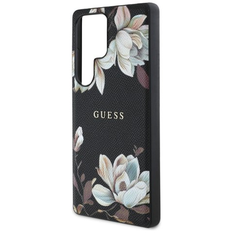 Etui Guess Grained Printed Flower Pattern MagSafe do Samsung Galaxy S25 Ultra czarny