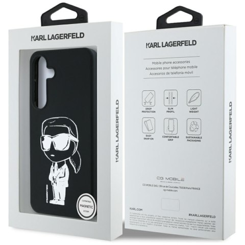 Etui Karl Lagerfeld Silicone Graffiti Ikonik Printed Logo MagSafe Samsung Galaxy S25 czarny