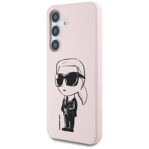 Etui Karl Lagerfeld Silicone Graffiti Ikonik Printed Logo MagSafe Samsung Galaxy S25 różowy