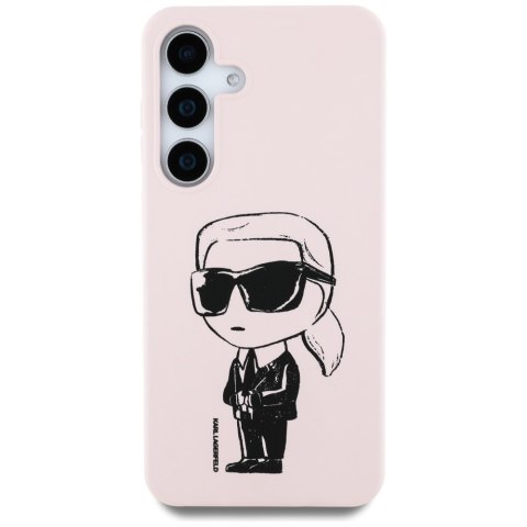 Etui Karl Lagerfeld Silicone Graffiti Ikonik Printed Logo MagSafe Samsung Galaxy S25 różowy