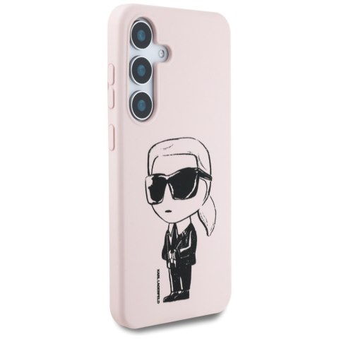 Etui Karl Lagerfeld Silicone Graffiti Ikonik Printed Logo MagSafe Samsung Galaxy S25 różowy