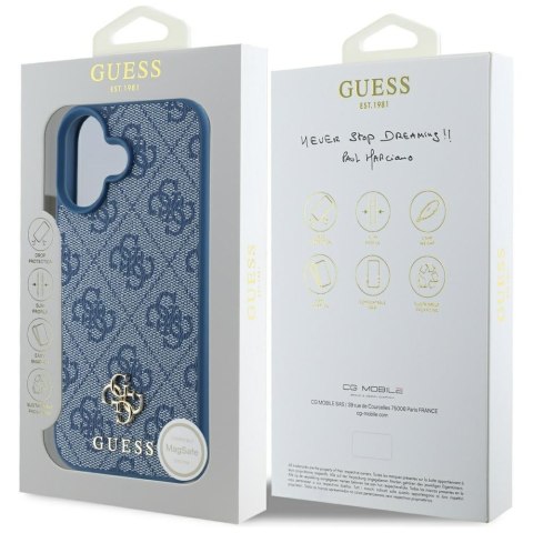 Etui Guess HC PU 4G Small 4G and Classic do iPhone 16 MagSafe niebieski