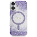 Etui Guess HC Resin Bottom Glitter do iPhone 16 MagSafe fioletowy