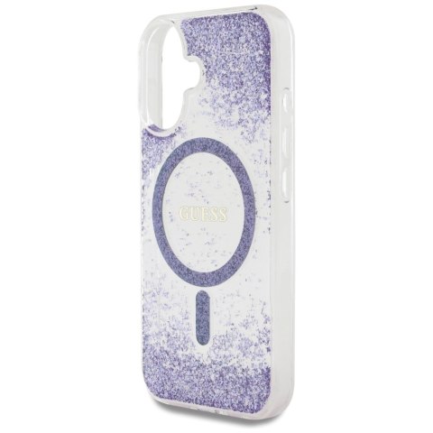 Etui Guess HC Resin Bottom Glitter do iPhone 16 MagSafe fioletowy