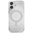 Etui Guess HC Resin Bottom Glitter do iPhone 16 MagSafe srebrny