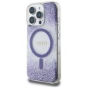 Etui Guess HC Resin Bottom Glitter do iPhone 16 Pro Max MagSafe fioletowy