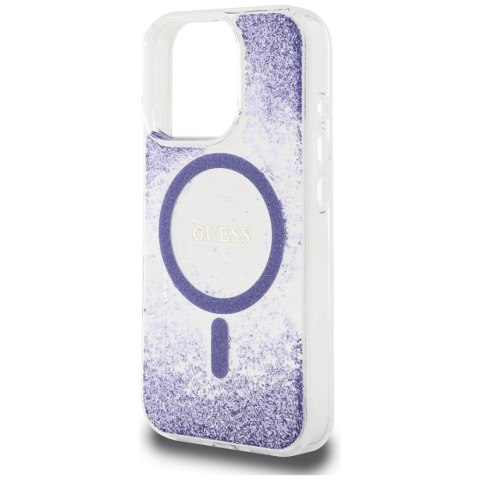Etui Guess HC Resin Bottom Glitter do iPhone 16 Pro Max MagSafe fioletowy