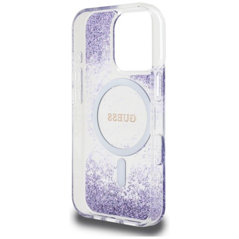 Etui Guess HC Resin Bottom Glitter do iPhone 16 Pro Max MagSafe fioletowy