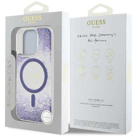 Etui Guess HC Resin Bottom Glitter do iPhone 16 Pro Max MagSafe fioletowy