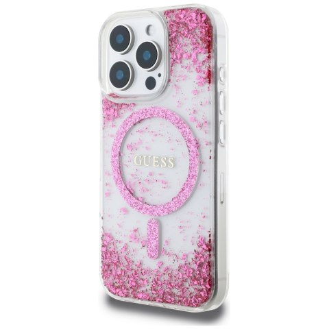 Etui Guess HC Resin Bottom Glitter do iPhone 16 Pro Max MagSafe różowy