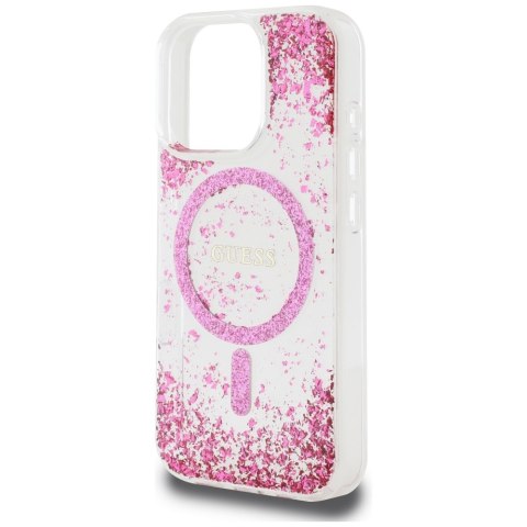 Etui Guess HC Resin Bottom Glitter do iPhone 16 Pro Max MagSafe różowy