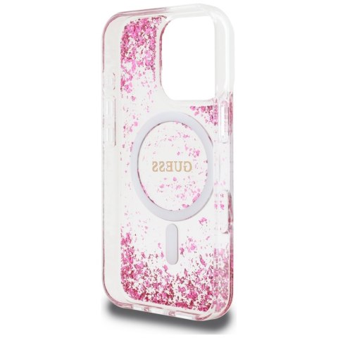 Etui Guess HC Resin Bottom Glitter do iPhone 16 Pro Max MagSafe różowy