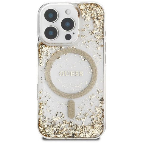 Etui Guess HC Resin Bottom Glitter do iPhone 16 Pro Max MagSafe złoty