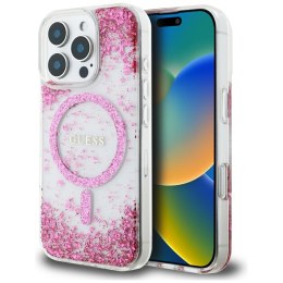 Etui Guess HC Resin Bottom Glitter do iPhone 16 Pro MagSafe różowy