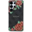 Etui Guess Leather 4G Flowers Print Metal Classic Logo MagSafe Samsung Galaxy S25 Ultra czarny