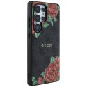 Etui Guess Leather 4G Flowers Print Metal Classic Logo MagSafe Samsung Galaxy S25 Ultra czarny