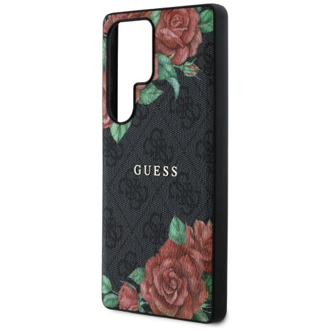 Etui Guess Leather 4G Flowers Print Metal Classic Logo MagSafe Samsung Galaxy S25 Ultra czarny