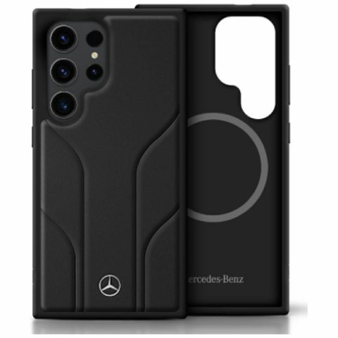 Etui Mercedes Leather Debossed Lines MagSafe do Samsung Galaxy S25 Ultra czarny