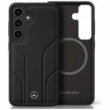 Etui Mercedes Leather Debossed Lines MagSafe do Samsung Galaxy S25+ czarny