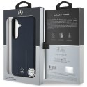Etui Mercedes Leather Debossed Lines MagSafe do Samsung Galaxy S25 niebieski