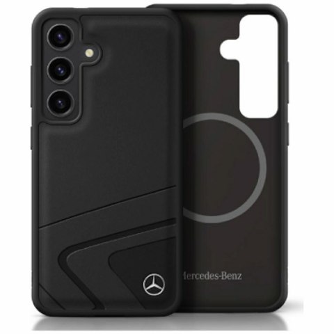 Etui Mercedes Leather Horizontal Debossed Curves MagSafe do Samsung Galaxy S25 czarny