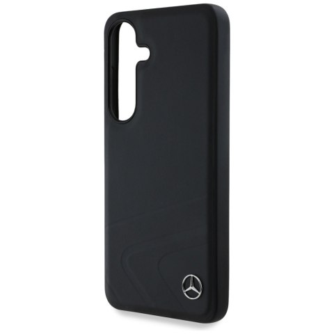Etui Mercedes Leather Horizontal Debossed Curves MagSafe do Samsung Galaxy S25 czarny