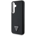 Etui Guess Grained Triangle Logo MagSafe do Samsung Galaxy S25 czarny