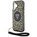 Etui Guess HC IML Leopard Triangle Cord Strap do iPhone 16 MagSafe brązowy