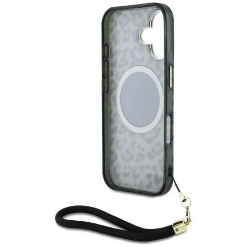 Etui Guess HC IML Leopard Triangle Cord Strap do iPhone 16 MagSafe brązowy