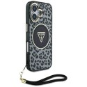 Etui Guess HC IML Leopard Triangle Cord Strap do iPhone 16 MagSafe czarny
