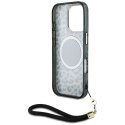 Etui Guess HC IML Leopard Triangle Cord Strap do iPhone 16 Pro MagSafe czarny