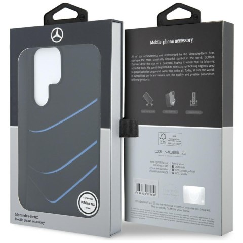 Etui Mercedes Silicone Contrasted Curves MagSafe do Samsung Galaxy S25 Ultra czarny