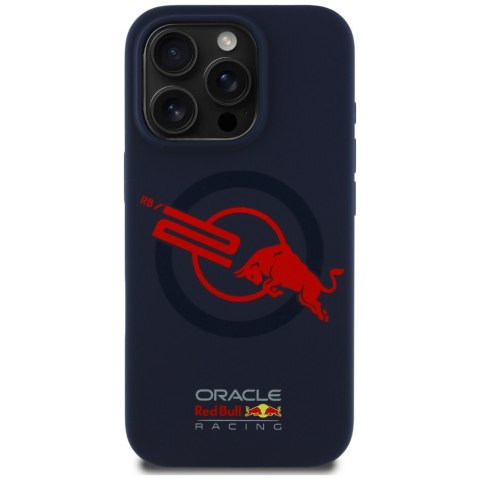Etui Red Bull HC Silicone ORBR20 Logo Red Lining do iPhone 15 Pro MagSafe granatowy