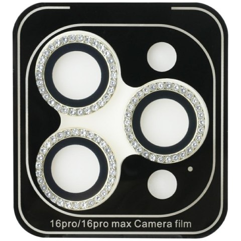 Szkło na obiektyw aparatu Guess Rhinestone do iPhone 16 Pro / 16 Pro Max złoty