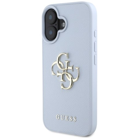 Etui Guess Grained Big 4G Logo Small Classic Logo do iPhone 16 niebieski