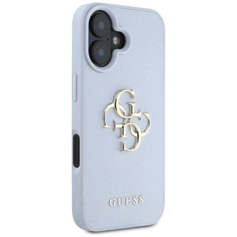 Etui Guess Grained Big 4G Logo Small Classic Logo do iPhone 16 niebieski