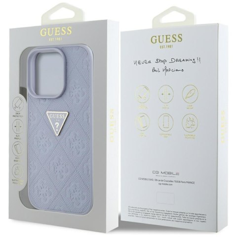 Etui Guess Hot Stamp 4G Pattern Triangle Metal Logo do iPhone 16 Pro Max fioletowy