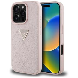 Etui Guess Hot Stamp 4G Pattern Triangle Metal Logo do iPhone 16 Pro różowy