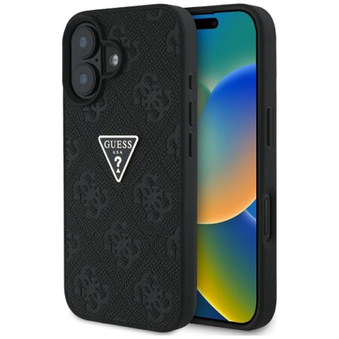 Etui Guess Hot Stamp 4G Pattern Triangle Metal Logo do iPhone 16 czarny