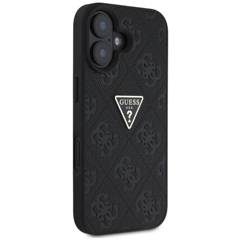 Etui Guess Hot Stamp 4G Pattern Triangle Metal Logo do iPhone 16 czarny