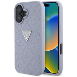Etui Guess Hot Stamp 4G Pattern Triangle Metal Logo do iPhone 16 fioletowy