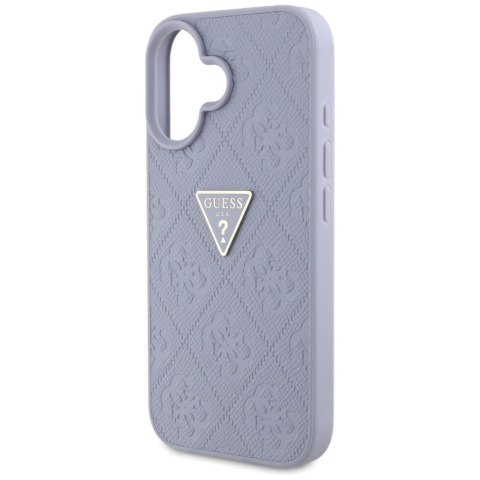 Etui Guess Hot Stamp 4G Pattern Triangle Metal Logo do iPhone 16 fioletowy