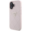 Etui Guess Hot Stamp 4G Pattern Triangle Metal Logo do iPhone 16 różowy