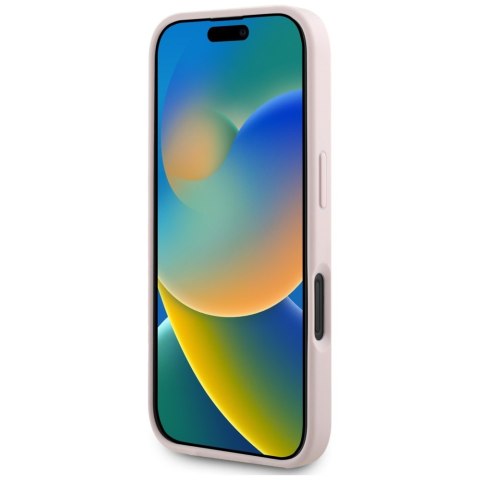 Etui Guess Hot Stamp 4G Pattern Triangle Metal Logo do iPhone 16 różowy