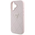 Etui Guess Hot Stamp 4G Pattern Triangle Metal Logo do iPhone 16 różowy