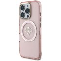 Etui Guess IML Metal Mountain Logo MagSafe do iPhone 16 Pro Max różowy