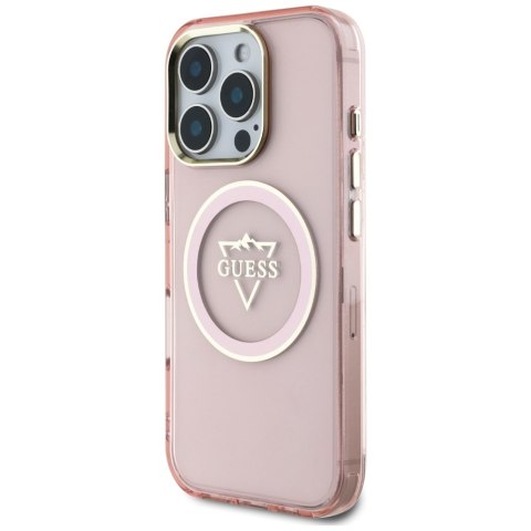 Etui Guess IML Metal Mountain Logo MagSafe do iPhone 16 Pro Max różowy