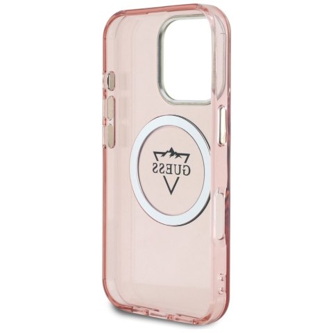 Etui Guess IML Metal Mountain Logo MagSafe do iPhone 16 Pro Max różowy
